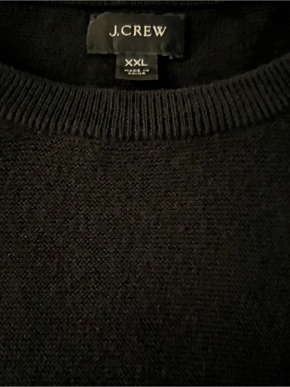J Crew Black Cotton Knit Garter Stitch Crewneck Sweater XXL Minimalist